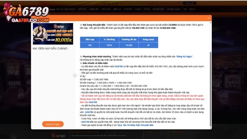 Nạp đầu Live Casino lên đến 10,000K